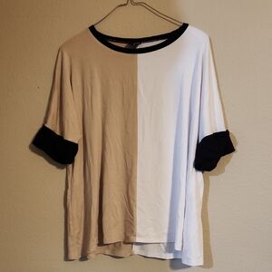 Lisa Bayne Beige and White Top
